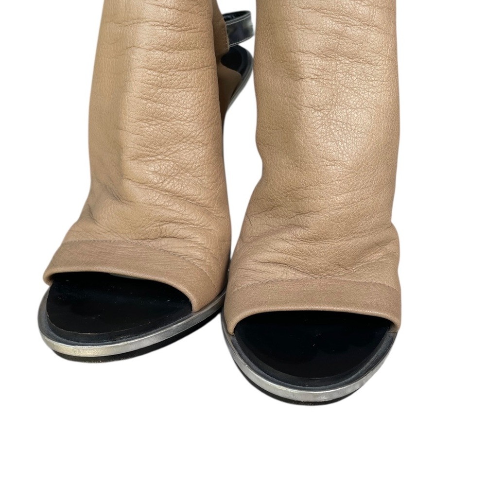 Balenciaga beige and silver leather Glove peep-toe slingback mule sandals 38 - Picture 5 of 10
